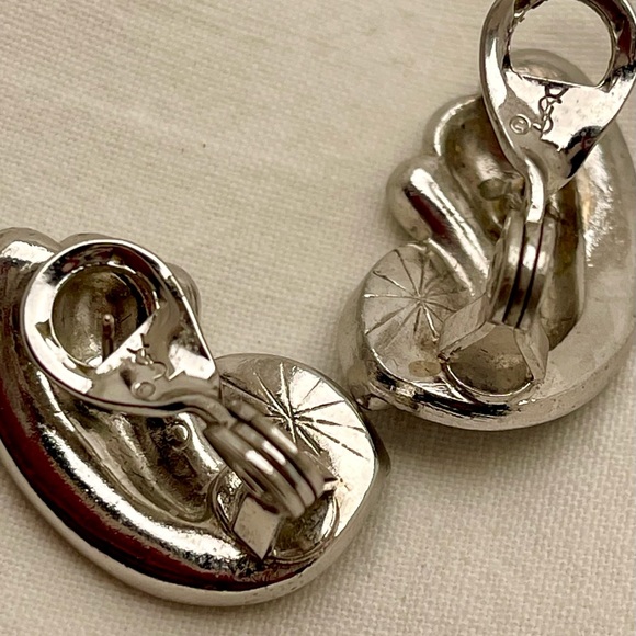 Vintage Signed Yves St Laurent YSL Rhinestone French Clip Earrings 1980s - Picture 3 of 8